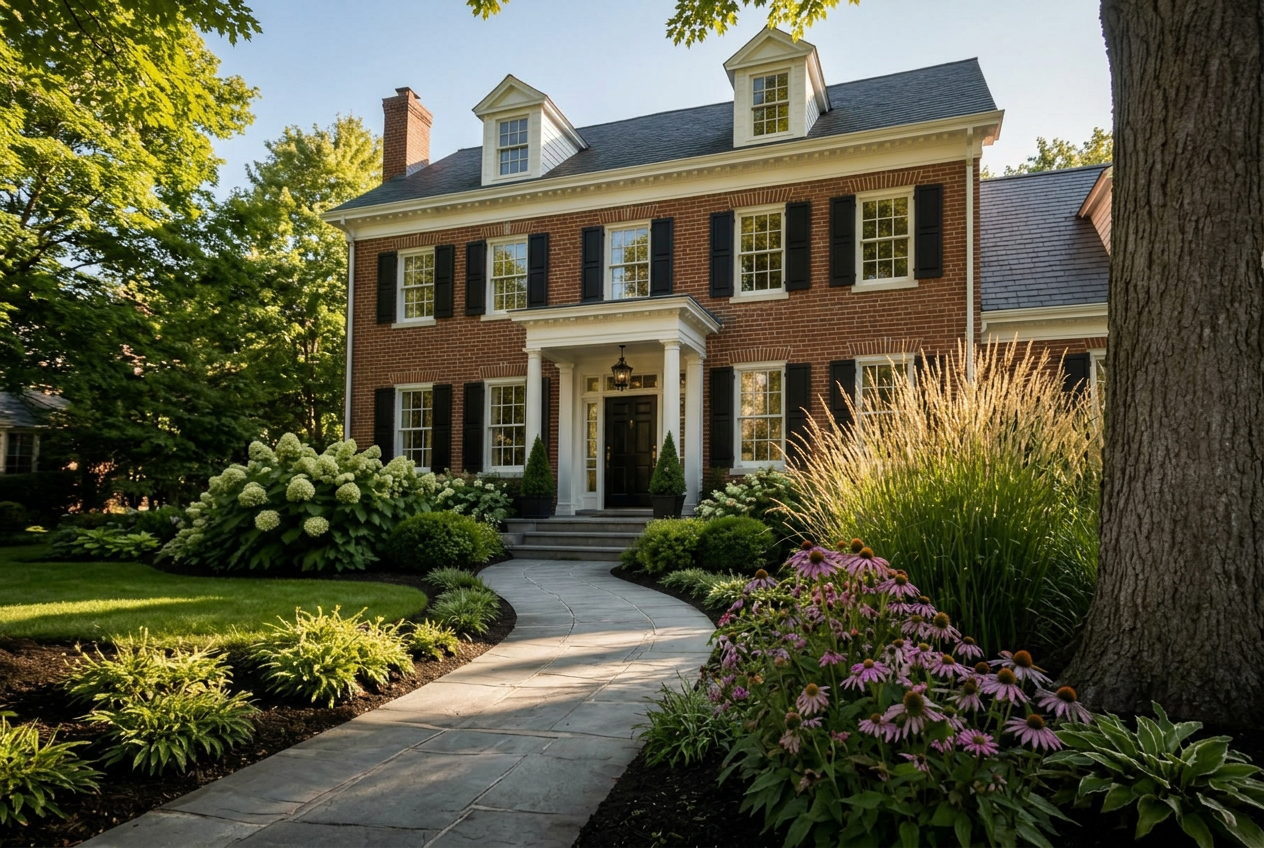 Completed planting design at a Fishers, Indiana residence
