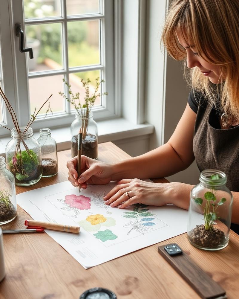 Garden designer sketching planting plan